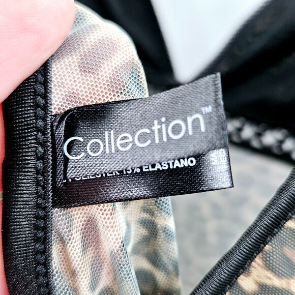 Collection Lingerie XL Leopard Mesh Babydoll Chemise Red Ribbon Bows - Picture 7 of 8